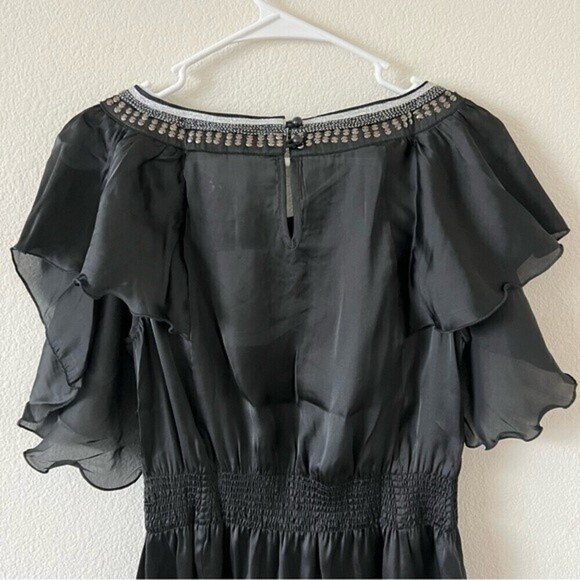 NWT Lucy Paris Flowy Black Flutter Sleeves Boho BlouseTop SZ Medium - Picture 9 of 14